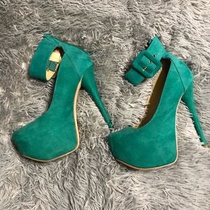 Green Suede Stiletto Heels
